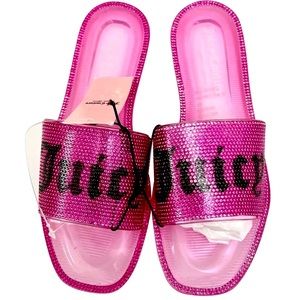 Rhinestone jelly slides juicy couture hot pink